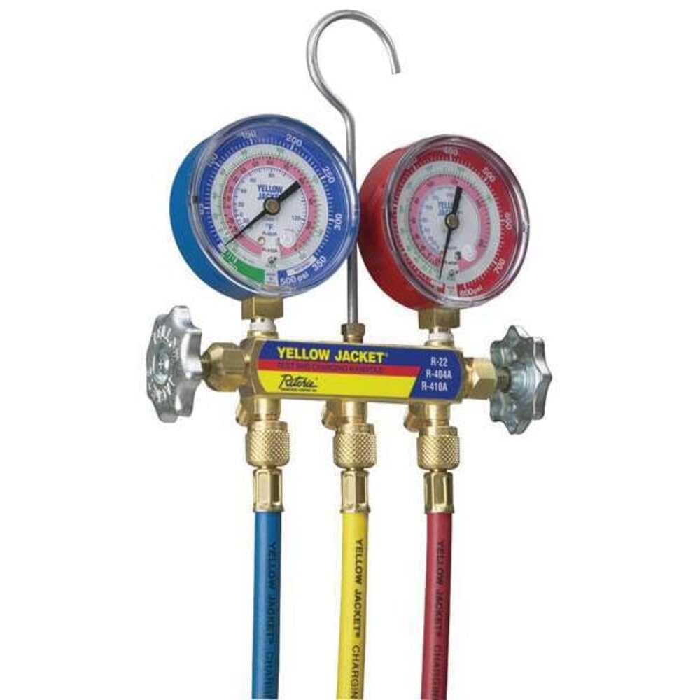 Yellow Jacket 42004 Series 41 Manifold with 3-1/8" Gauge, psi, R-22/404A/410A
