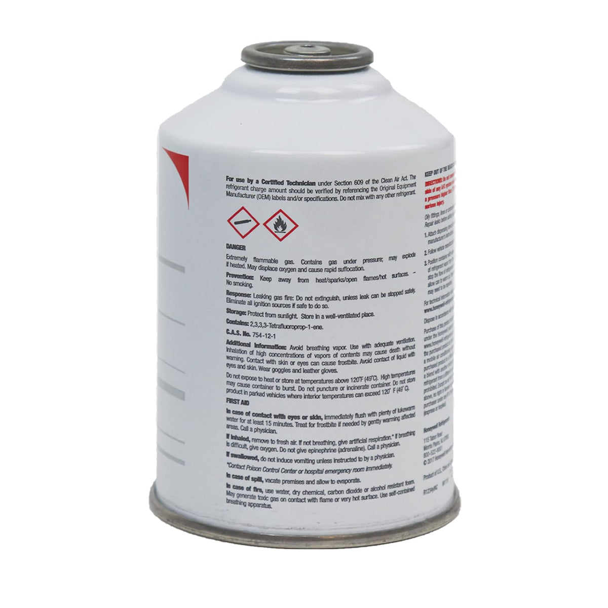 ZeroR Genuine R1234YF Refrigerant Can for Automotive AC Systems - HFO-R1234YF, SSV Can with Reverse-Thread Design, Included Service Sticker - Compatible with R1234YF Systems - 8 Oz, 4 Can