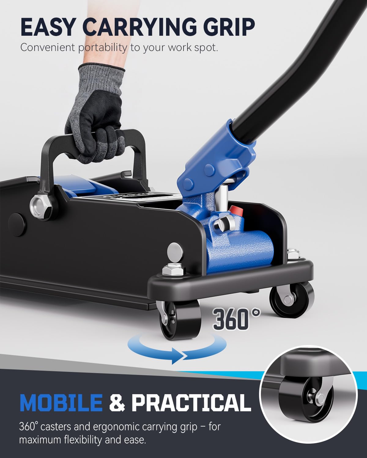 AUTOWN 3 Ton Floor Jack, Alloy Steel Hydraulic Car Jack with Quick Lift & Cross-Shape Rubber Pad, 7.1-20.9 Inch Lifting Range for SUV Truck (6600 lbs)