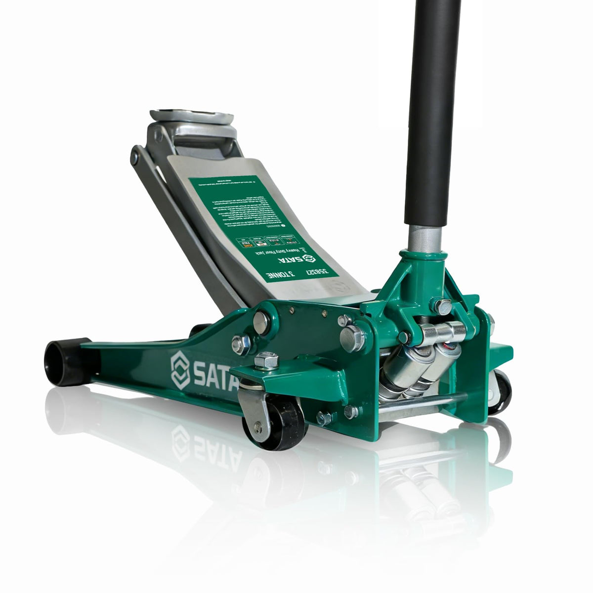 SATA 3-Ton (6,600 lb) Heavy-Duty Steel Floor Jack Ultra-Low Profile Design (2-11/16” Height) with Dual-Piston Quick Lift Pump, Tested for 1.5X Overload for Ultimate Safety