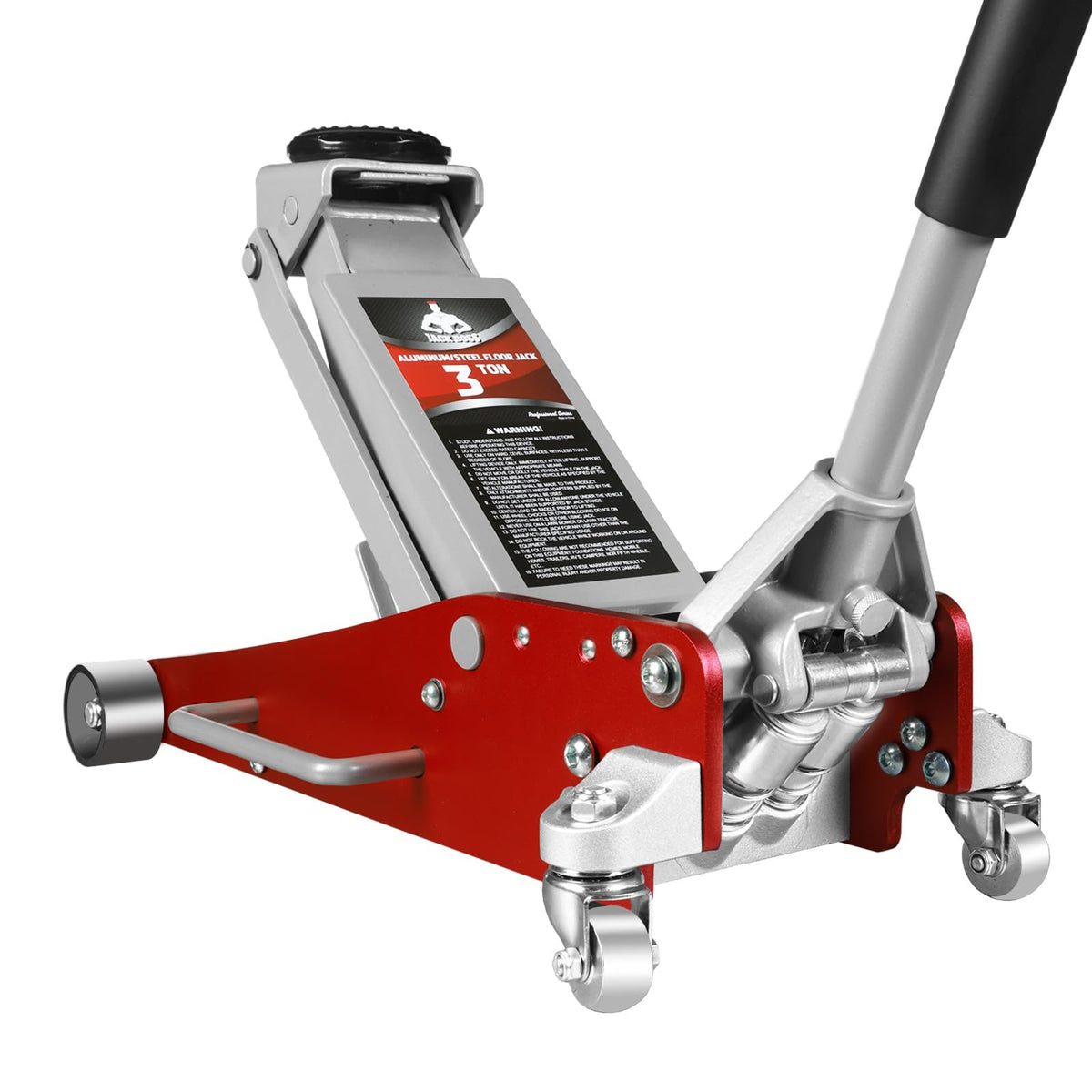 Jack Boss 3 Ton Low Profile, Aluminum and Steel Racing Floor Jack with Dual Pistons Quick Lift Pump, 1.5X Overload Tested for Safety, Sport Utility Vehicle, Lifting Range 3-15/16" min to 18-5/16" max