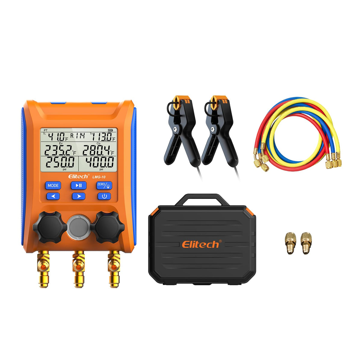 Elitech LMG-10Plus HVAC Digital Manifold Kit w/Hoses & R410A Adapter