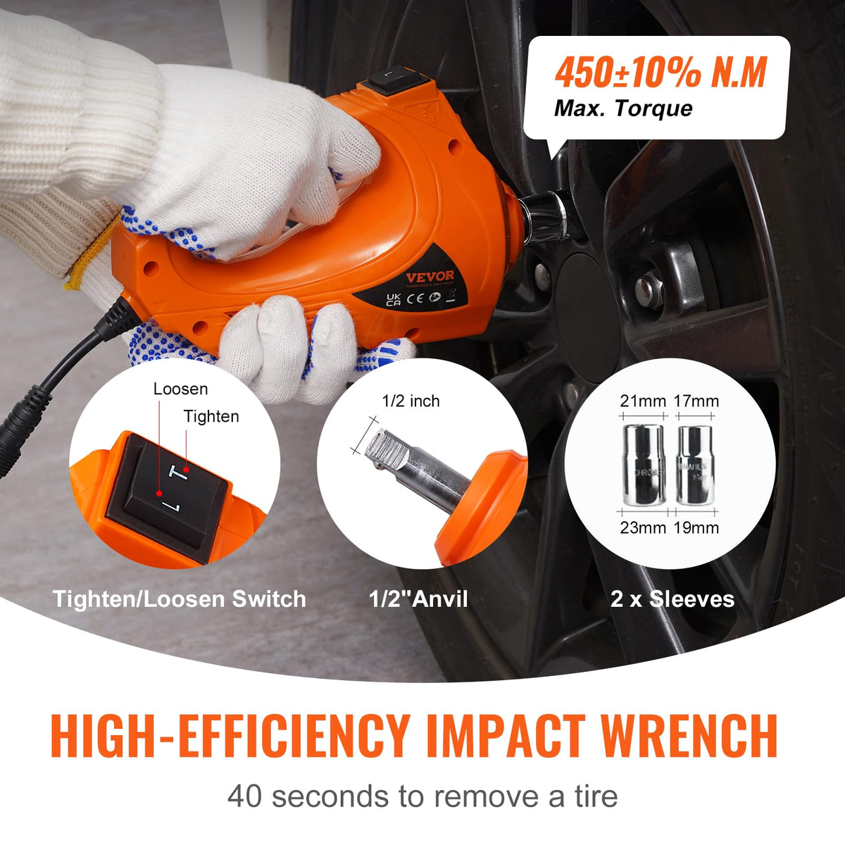 VEVOR Electric Car Jack 5 Ton with Electric Impact Wrench & Inflator Pump
