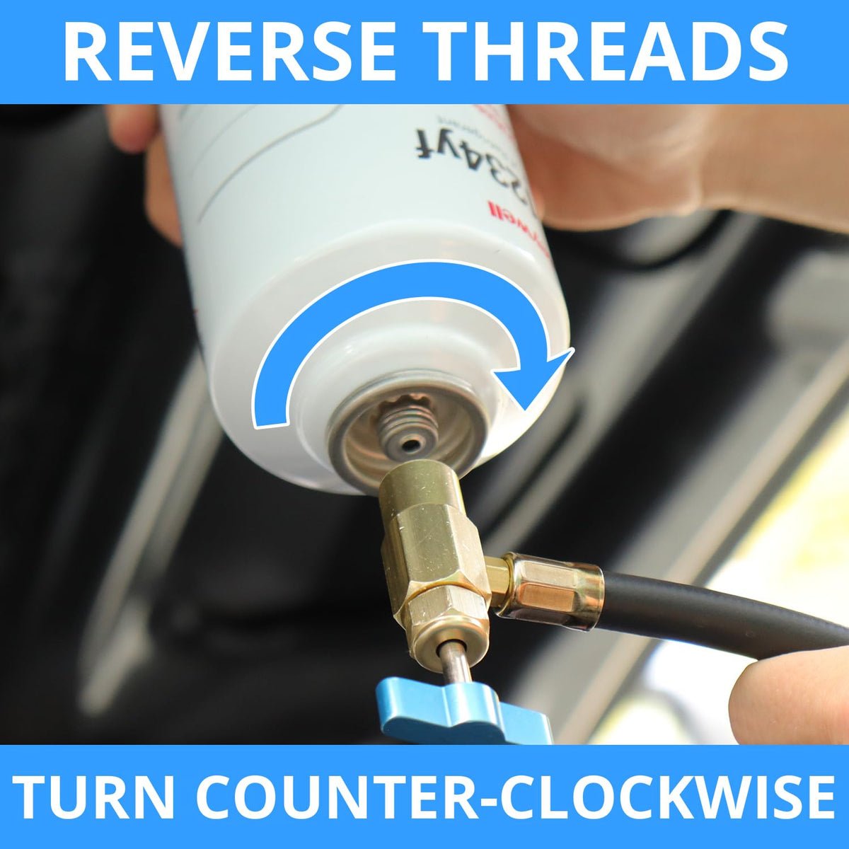 ZeroR Genuine R1234YF Refrigerant Can for Automotive AC Systems - HFO-R1234YF, SSV Can with Reverse-Thread Design, Included Service Sticker - Compatible with R1234YF Systems - 8 Oz, 4 Can