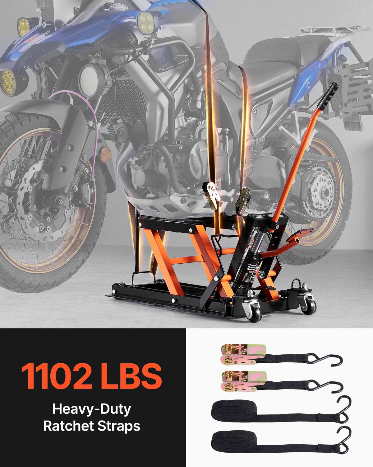 VEVOR Hydraulic Motorcycle Lift Jack 1500 LBS Capacity ATV Scissor Lift Jack Portable Motorcycle Lift Table with 4 Wheels Hydraulic Foot-Operated Hoist Stand for Motorcycle ATV UTV Powersports