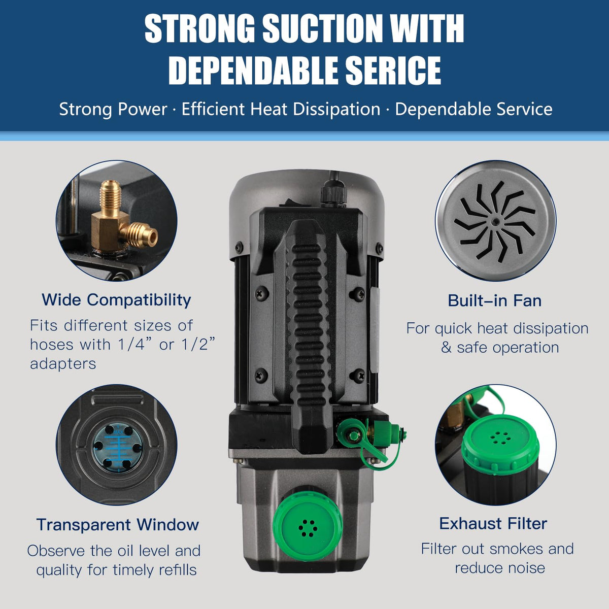 PB Motor Tech Vacuum Pump Kit with 3-Way Manifold Gauge & Leak Detector