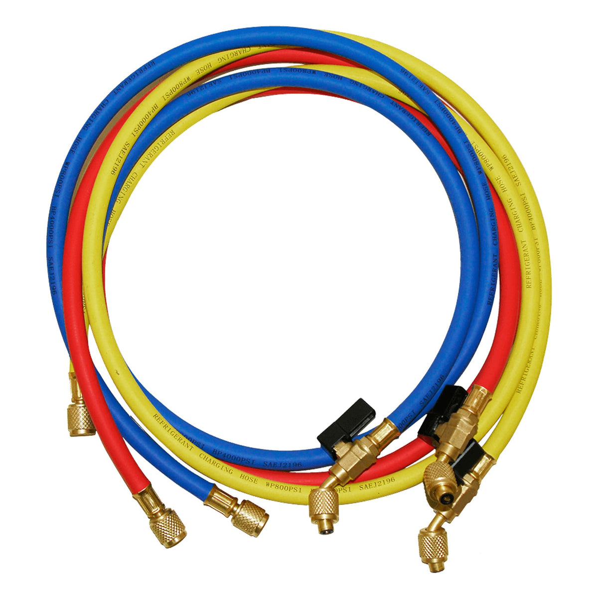 NAVAC NH5SC HVAC Charging Hoses with Ball Valves - 5 ft, 3-Color Kit