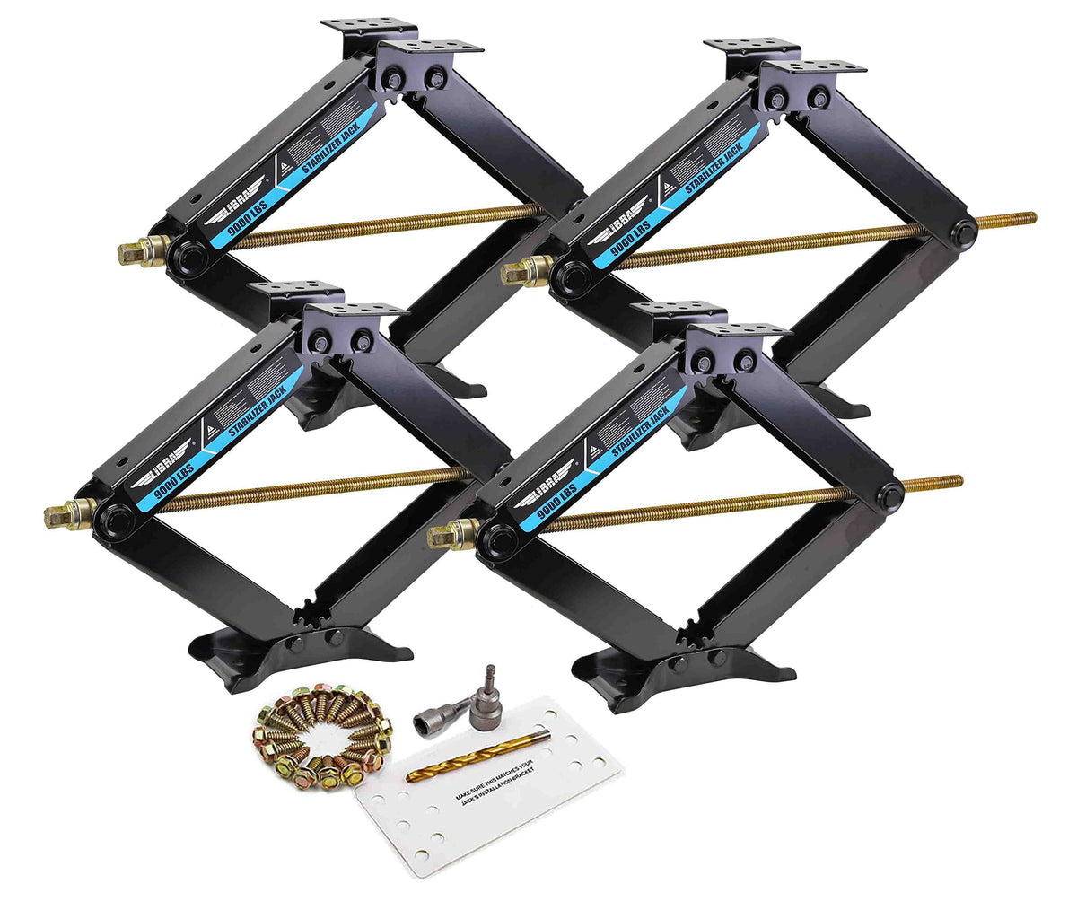 LIBRA 9K lb HD 24" RV Trailer Camper Stabilizer Leveling Scissor Jacks,Set4